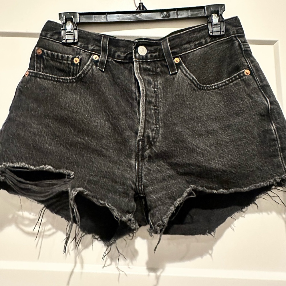 Levi's Black Distressed Jean Shorts